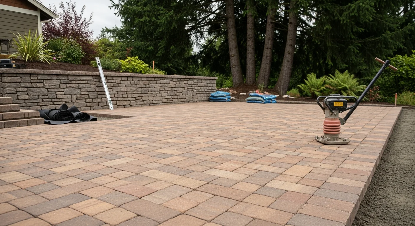Hardscape patio and retaining wall installation in Portland Oregon