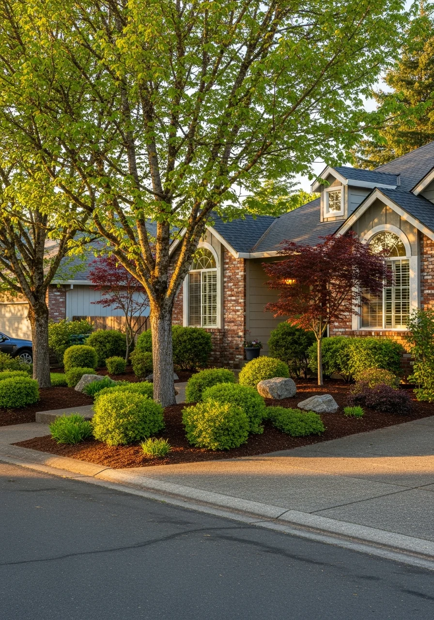 McMinnville home exterior showing traditional craftsmanship and mature landscaping.