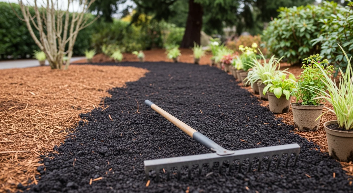 A freshly installed residential landscape in Lake Oswego, Oregon, showing graded planting beds, a new lawn area, and layered plantings along a home's front exterior. The yard reflects the tree-lined, established character common to Lake Oswego neighborhoods.